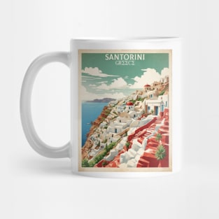 Santorini Greece Tourism Vintage Poster Mug